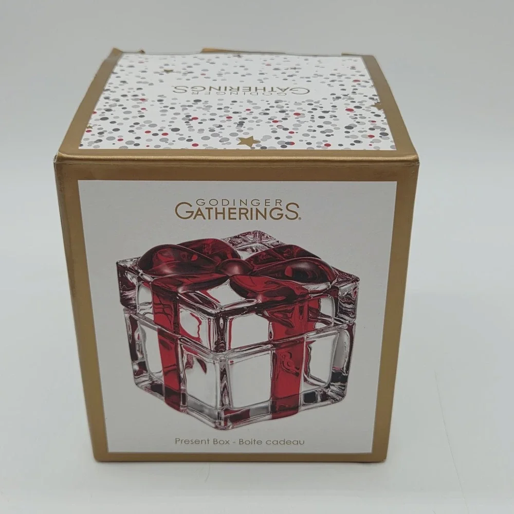 Godinger Gatherings Crystal Present Box Shannon By Godinger Red Bow # 28643